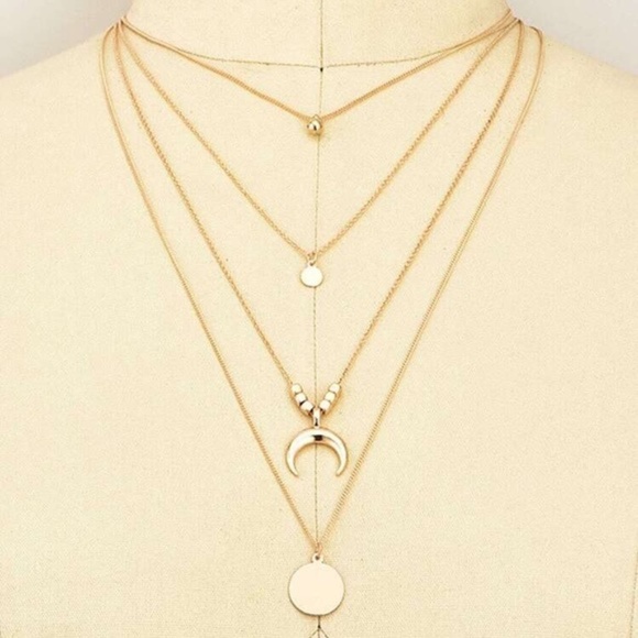 3 for $30 Moon Disc Layered Necklace - Picture 2 of 3
